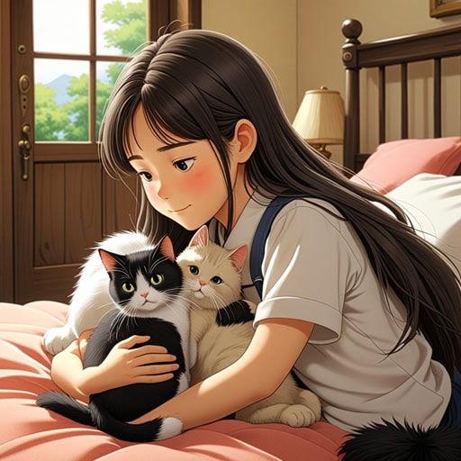从前,有一个名叫莉莉的女孩,她有一只宠物猫,名叫胡须。胡须不仅是莉莉的宠物,还是她最好的朋友。一天,莉莉的家人搬到了新家,胡须非常害怕。莉莉轻轻地抚摸他,并低声安慰他。这种抚摸和安慰让胡须感到安全和被爱。从那天起,胡须知道无论他们在哪里,莉莉总会抚摸和保护他。