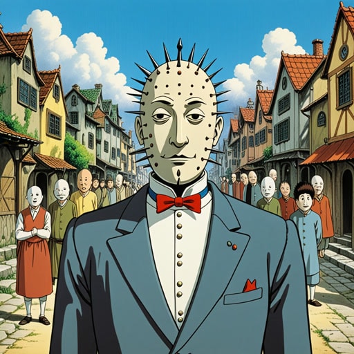 在一个小镇上,住着一个被称为Pinhead的人。他被称为Pinhead不是因为他小,而是因为他经常做出愚蠢的决定。一天,Pinhead决定把他所有的钱投资到一个可疑的计划中,结果很快就失败了,使他身无分文。镇上的人们摇头说:'真是个蠢货!'