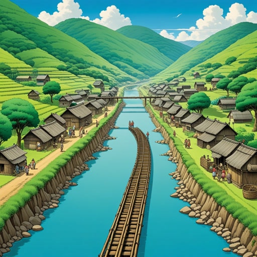 在一个偏远的村庄,缺乏清洁的水源。政府决定建造一条管道来解决这个问题。这条管道被设计用来从远处的水库输送水到村庄。一旦管道建成,村民们就能获得清洁的水,极大地提高了他们的生活质量。这条管道不仅输送了水,也给村庄带来了希望和繁荣。