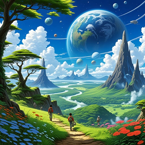 在遥远的星系中,有一个名为Zeta的行星。Zeta以其美丽的风景和多样的生态系统而闻名。一天,一群来自地球的探险家访问了Zeta。他们被这个行星的自然奇观所震撼,并决定研究其独特的植物和动物。这个行星丰富的资源和和平的居民促使地球人在这里建立了一个研究基地,开启了星际合作的新时代。