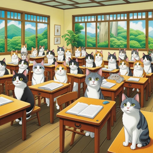 在一个小教室里,老师正在讲解复数的概念。她在黑板上写下'cat',然后加了一个's'变成'cats'。学生们理解了复数的概念,这对他们的英语语法学习很有帮助。后来,当他们在公园看到一群猫时,他们记起了这堂课,并正确地使用了复数。
