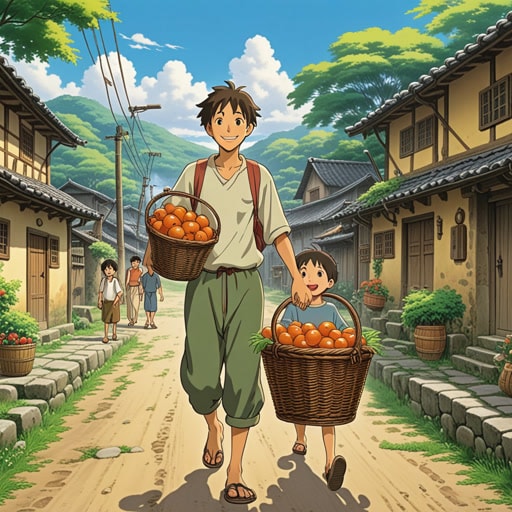 在一个小村庄里,有一位以行动缓慢著称的老人。每天早晨,他都会缓慢地走到市场,带着一个沉重的篮子。一天,一个小男孩提出要帮助他。老人微笑着接受了帮助。他们一起加快了步伐,老人分享了他年轻时的故事,那时他并不那么笨重。