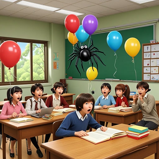 从前,一群朋友决定对他们的老师开一个无害的玩笑。他们在教室里装满了气球,并在老师的桌子里藏了一只假蜘蛛。当老师进来时,她被吓了一跳,但随后对这个无害的恶作剧笑了。这个恶作剧给通常严肃的课堂带来了一刻的欢乐和轻松。