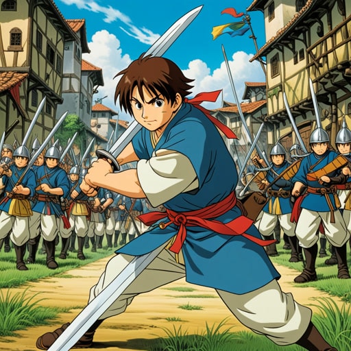 在古代,有一位名叫莱昂的战士,以其战场上的英勇而闻名。他的技能无人能敌,他的勇敢激励了许多人。一天,王国面临巨大的威胁,只有莱昂的英勇才能拯救它。莱昂挥舞着剑,战术精准,击败了敌人,为他的子民赢得了和平。