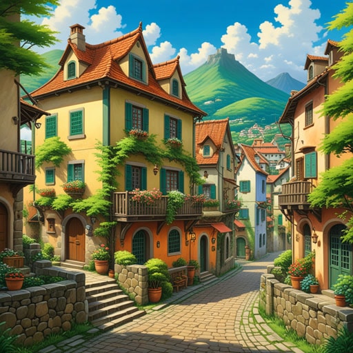 在一个古雅的小村庄里,住着一位喜欢描绘镇上迷人景色的老艺术家。他的画作捕捉了古雅建筑和宁静生活方式的精髓,吸引了世界各地的艺术爱好者。一天,一位年轻的旅行者来到这个村庄,被其古雅之美深深吸引,决定留下来向老大师学习绘画艺术。