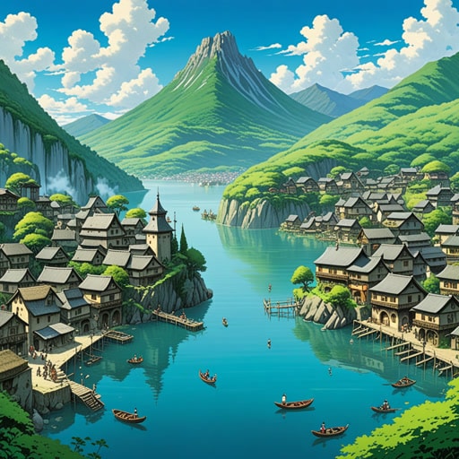 在一个被群山环绕的小村庄里,有一个静止了数百年的湖泊。村民们相信它是被施了魔法。一天,一个好奇的旅行者决定探索这个湖泊。当他接近时,湖泊仍然静止不动,但当他触摸水面时,湖泊突然活跃起来,揭示了一个隐藏的水下城市。旅行者的好奇心唤醒了曾经静止的湖泊。