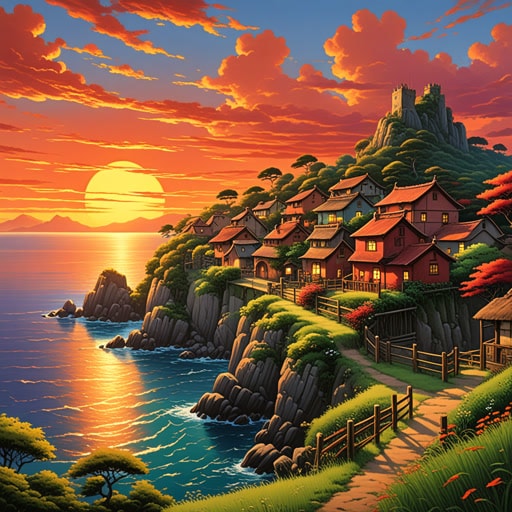 在一个小村庄里,有一位名叫杰克的画家,他喜欢捕捉自然的美。一天傍晚,太阳即将落山,天空变成了美丽的微红色。杰克迅速摆好画架开始作画。天空的微红光芒激发他创作了一幅著名的作品,他将其命名为《微红的日落》。