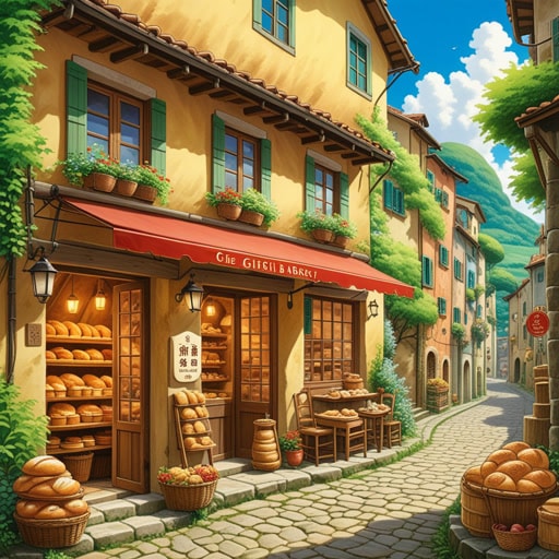 在一个小村庄里,面包店总是弥漫着新鲜烘焙面包的香气。一天,一位路过的旅行者被这香味深深吸引,决定留下来学习烘焙艺术。这个村庄,以其芳香的面包店,因其美味的面包而远近闻名。