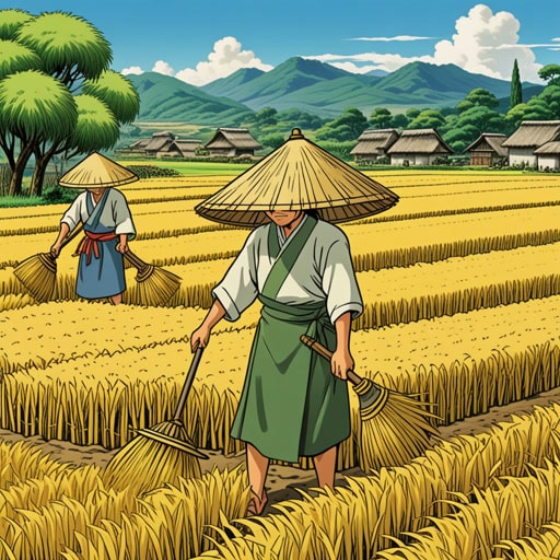 在一个小村庄里,有一位种植水稻的农民。每年,他都在稻田里辛勤工作,确保丰收。有一年,严重的干旱威胁到了庄稼,但农民迅速采取灌溉措施,挽救了水稻。他的水稻不仅是村民的主食,也是他辛勤工作和奉献精神的象征。