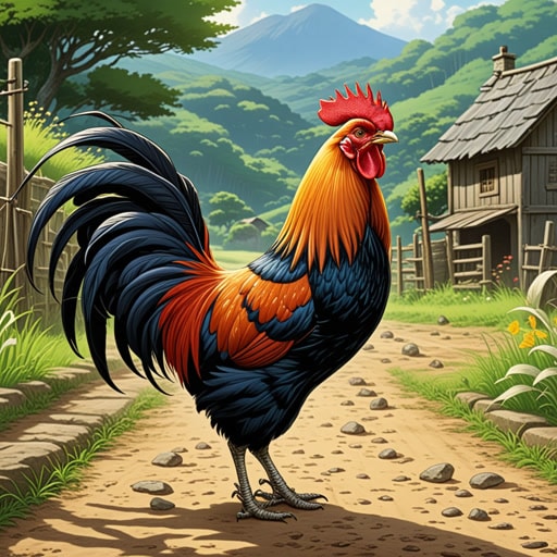 在一个小村庄里,住着一只名叫洛基的公鸡。洛基以其响亮清晰的啼叫而闻名,标志着每一天的开始。一天早晨,一只狐狸悄悄溜进农场,打算捕捉一些鸡。洛基看到了狐狸,立即大声啼叫,提醒了农夫,从而救了鸡群。从那天起,洛基不仅是只公鸡,还是村里的英雄。