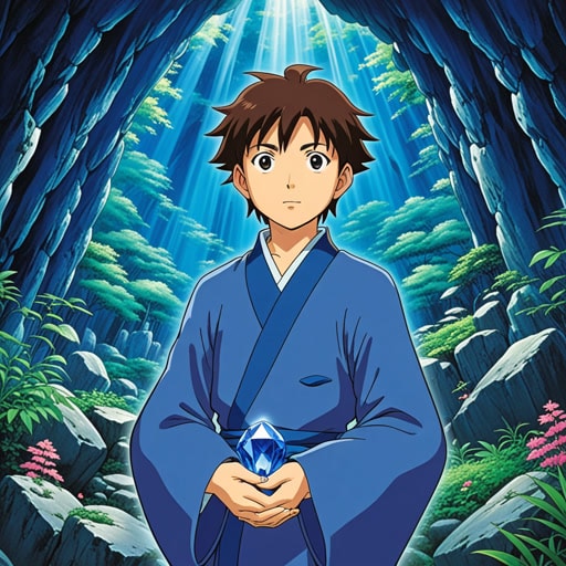 从前,在一个遥远的王国里,有一颗传说中能给其主人带来好运的蓝宝石。一位年轻的王子为了证明自己的价值,踏上了寻找这颗传奇宝石的征途。经过无数的考验和磨难,他终于在一个神秘的洞穴中发现了这颗蓝宝石。当他握住蓝宝石的那一刻,他的王国繁荣昌盛,他被誉为一位智慧和公正的统治者。