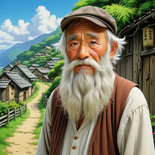 在一个小村庄里,住着一位留着参差不齐胡须的老人。他的胡须如此不整齐和不修边幅,以至于成了他的标志。一天,一位年轻的艺术家访问了这个村庄,并被老人的独特外貌所启发。他画了一幅老人的肖像,突出了他那参差不齐的胡须,后来这幅画在艺术界变得非常有名。
