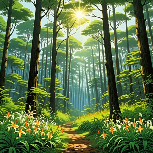 在炎热的夏日，曾经郁郁葱葱的森林在无情的阳光下开始变得焦枯。树木的叶子变得干枯，静静地见证着气候的变化。一天，一位名叫莉莉的年轻植物学家发现了一种能在酷热中生存的稀有植物。她迅速采取行动研究并保护这种植物，不仅使其免于灭绝，也为森林的未来带来了希望。