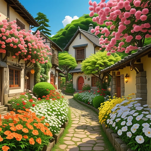 在一个宁静的村庄里,有一个以感官美著称的花园。花朵不仅色彩鲜艳,还散发着令人愉悦的香气。一天,一位旅行者来到这个花园,被花瓣的触感和花朵的甜美香气深深吸引。这次体验促使他开始欣赏生活中的简单乐趣。
