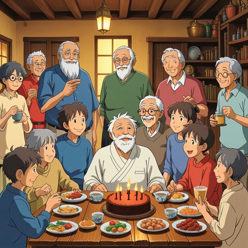 从前,有一位老人庆祝他的七十岁生日。他的家人和朋友聚集在一起,纪念他七十年的智慧和经验。他们分享了他一生的故事,每一个故事都是他七十年生活的见证。这次庆祝活动提醒人们七十岁生活的价值。
