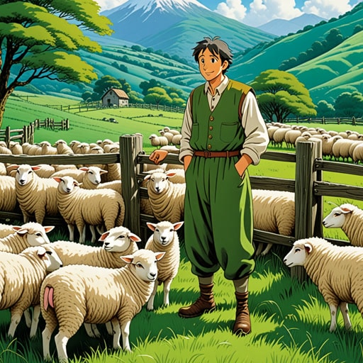 从前,在一个绿色的山谷里,生活着一群绵羊。这些绵羊以其优质的羊毛而闻名,羊毛被用来制作保暖的衣服。一天,一个牧羊人来到山谷,决定照顾这些羊。他建造了一个坚固的围栏来保护羊群免受狼的侵害。在牧羊人的照顾下,羊群快乐而安全地生活着,为山谷里的人们提供羊毛和陪伴。