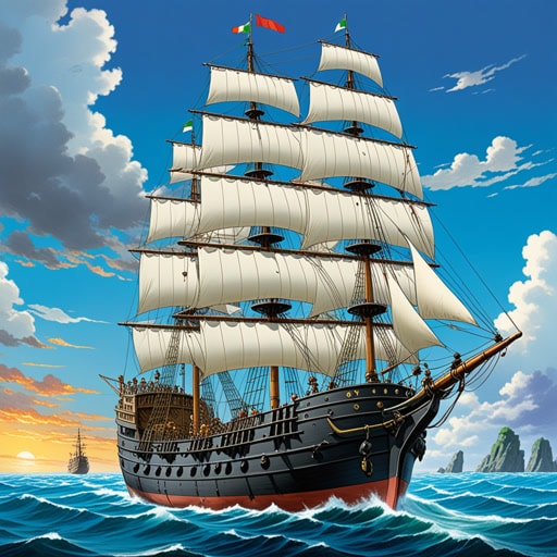 从前,有一位名叫杰克的船长,他深爱着自己的船。一天,他接到一个命令,要将一批贵重货物运过海洋。当船在波涛汹涌的海上航行时,杰克想起了自己角色的重要性。成功交付货物不仅为他带来了财富,也让他为自己的导航和安全运送货物的能力感到自豪。