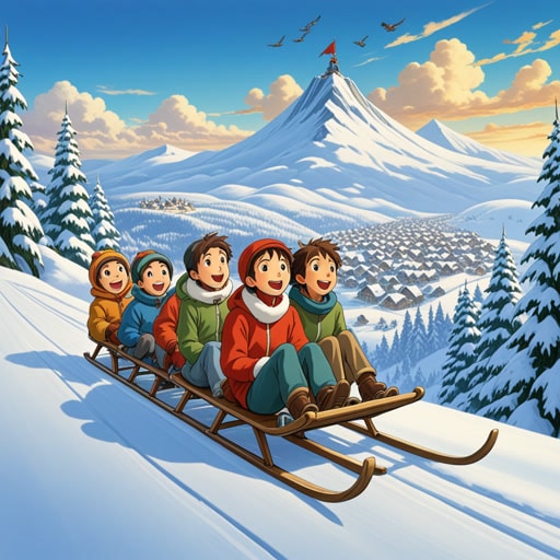 在一个雪村里,孩子们喜欢在山坡上玩雪橇。有一年冬天,举办了一场大型比赛。每个人都兴奋不已,尤其是名叫杰克的男孩。杰克有一个特别的雪橇,是他自己制作的。比赛当天,杰克的雪橇表现出色,在雪地上滑行得非常快。凭借迅速的起跑和熟练的操作,杰克赢得了比赛,让他的村庄感到骄傲。