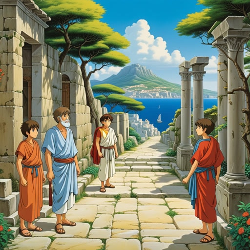 在古希腊,有一位以巧妙但误导性的论点著称的诡辩哲学家名叫埃里斯。一天,他被一个名叫西奥的年轻学生挑战进行辩论。埃里斯用尽了他的诡辩技巧,但西奥保持专注,最终揭露了埃里斯论点中的缺陷,证明它们只是诡辩。