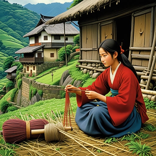 在一个小村庄里,有一位以精湛的纺织技艺闻名的老妇人。她使用纺锤纺出最精细的纱线。一天,一个年轻人来向她学习。他对老妇人操作纺锤的方式感到着迷,将原毛转化为美丽的线。老妇人使用纺锤的技巧不仅保持了传统,还激励了年轻人继续这项手艺。