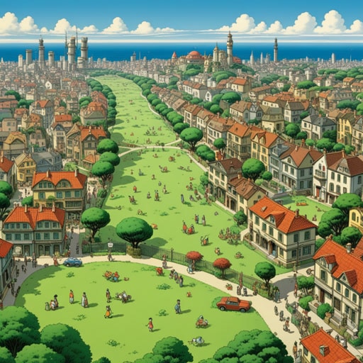 在一个小镇上,快速的城市蔓延极大地改变了地貌。人们常常在刚建好的草坪上四肢伸展地享受阳光。一天,一群环保主义者决定抗议这种蔓延,认为它正在破坏自然栖息地。受到抗议的启发,镇议会决定实施更严格的分区法律来控制蔓延。