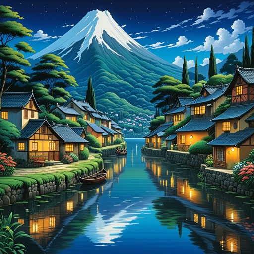 在一个小村庄里,有一个美丽的湖泊,湖面上映照着夜空中的星形倒影。一天晚上,一位名叫莉莉的年轻艺术家被水面上星形的图案所启发。她画下了这一场景,捕捉到了星形美丽的精髓。她的画作因此而闻名,象征着大自然星形创造的奇迹。
