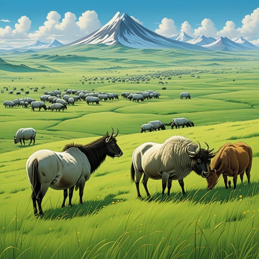 在欧亚大陆的心脏地带,有一个游牧部落。他们穿越广阔的草原,随着季节和牲畜的放牧而迁徙。一天,一个名叫达莉亚的年轻游牧民注意到了草地上的一种奇特模式。跟随这个模式,她发现了一个隐藏的泉水,这个泉水帮助部落度过了一个特别严酷的冬天。尽管草原看似荒凉,但它隐藏着可以维持生命的秘密。