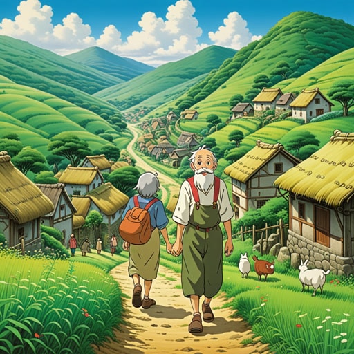 在一个被多石山丘环绕的小村庄里,住着一个以铁石心肠著称的老人。尽管环境恶劣,村民们还是设法在多石的土地上种植庄稼。一天,一个年轻的旅行者向老人请求庇护。令人惊讶的是,老人的铁石心肠软化了,他热情地欢迎了旅行者。这一善举改变了村民对他的看法,从此以后,那些多石的山丘似乎也不那么令人畏惧了。