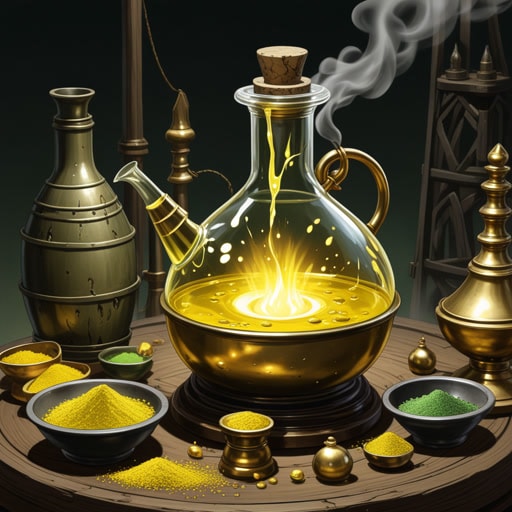 在古代,人们相信硫磺具有神奇的特性。一个名叫埃尔里克的年轻炼金术士正在用硫磺尝试制作一种可以将铅变成金的药水。一天,在将硫磺与其他成分混合时,他意外地制造出了一种强大的爆炸物。这一发现不仅改变了他的生活,也改变了历史的进程,因为硫磺成为了制造火药的关键成分。