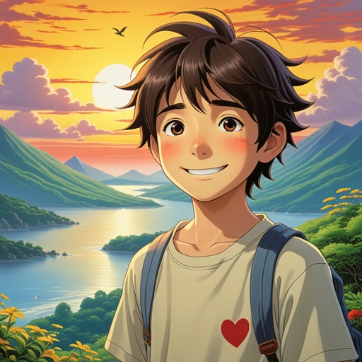 从前,有一个小男孩非常喜欢太阳。每天早晨,他都会早起观看日出。一天,他决定画出太阳的辉煌。当他画画时,太阳似乎对他微笑,温暖他的心和画布。从那天起,男孩总是感觉与太阳有一种特殊的联系,这激励他成为一名伟大的艺术家。