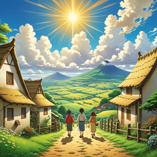 在一个小村庄里,人们总是期待着阳光四射的时刻。一天,当云层散开,一道壮观的阳光爆发填满了天空,给村庄带来了温暖和光明。村民们欢欣鼓舞,知道阳光四射是好运和新开始的象征。