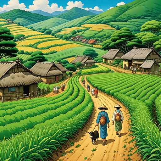 在一个小村庄里,人们正艰难地维持着传统的耕作方式,这些方式并不可持续。一天,一位智者来到这里,介绍了轮作和有机耕作等可持续的农业方法。村民们采纳了这些方法,不久他们的土地变得肥沃,为后代提供了充足的食物。这种可持续的方法不仅改善了他们的生活,也为后代保护了环境。