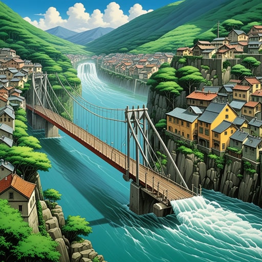在一个小镇上,有一座用特殊材料建造的桥,以其抗拉强度而闻名。在一场洪水期间,汹涌的水流试图将桥拉断,桥承受了极大的考验。多亏了其拉伸性能,桥坚固地支撑着,使小镇免于孤立。