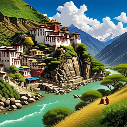 在西藏的心脏地带,有一个以宁静美丽和村民善良著称的小村庄。村民们与自然和谐共处,尊重山川。一天,一位旅行者来到这个村庄,寻求和平与启迪。村民们热情地欢迎他,并分享了他们对土地和精神实践的知识。受到他们的热情好客和智慧的启发,旅行者决定留下来,更多地了解藏族文化和佛教。这次经历改变了他的一生,他成为了藏族传统的守护者,将故事和教诲传给后代。