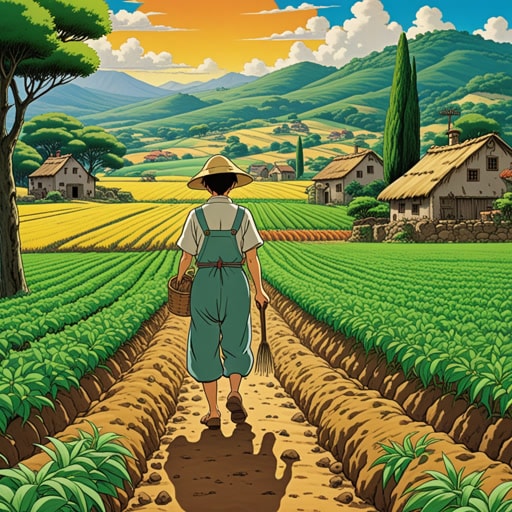 在一个小村庄里,住着一个名叫约翰的农民。每天,约翰都在烈日下辛苦耕作,耕种他的土地。一天,严重的干旱袭击了村庄,促使约翰更加努力地工作以拯救他的庄稼。他不懈的努力最终得到了回报,他的农场成为了该地区最繁荣的。