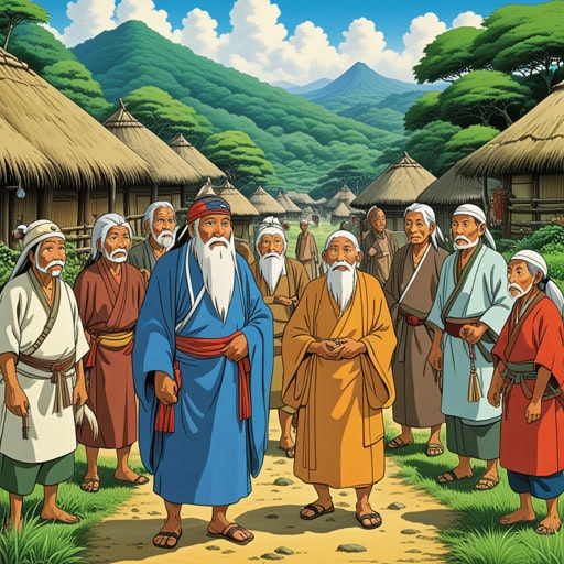 在一个偏远的村庄,部落的长老们聚集在一起讨论重要事务。部落的风俗和传统受到深深的尊重,每一个决定都是为了部落的福祉。一天,一个陌生人到来,带来了可能影响他们部落土地的新法律的消息。长老们,在他们的部落智慧的指引下,决定不惜一切代价保护他们的遗产。