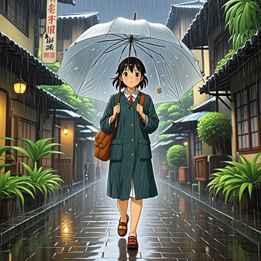 从前,有一个小女孩叫莉莉。一个下雨天,莉莉把伞忘在家里了。当她走路去学校时,她被淋湿了。在学校,她的老师给了她一把伞用。从那天起,莉莉再也没有忘记过她的伞。她学到了伞不仅能让你保持干燥,还能在雨中带来舒适和安全感。