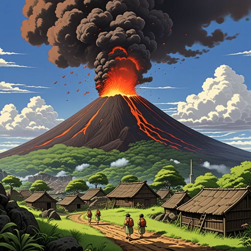 从前,有一座强大的火山名叫愤怒山。它已经休眠了几个世纪,但有一天,它开始隆隆作响并喷出烟雾。附近的村民非常害怕,但一位勇敢的探险家杰克决定去调查。当他接近火山时,他注意到岩石上有奇怪的符号。这些符号是古代文明的提示,警告火山即将苏醒。杰克迅速通知了村民,他们都在火山爆发前及时撤离,火山喷发出熔岩和灰烬,冲向天空。