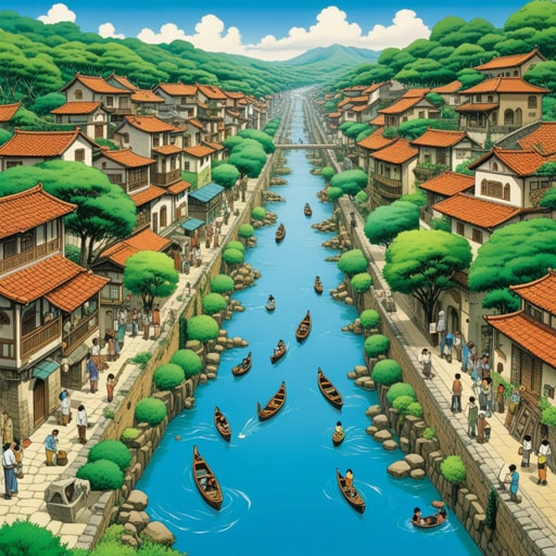 在古城的中心,有几条水道是人们的生命线。这些水道不仅为饮用水和灌溉提供水源,还成为了社交活动的中心。一天,一位年轻的工程师提出了一项计划,清理和修复这些多年来被污染的水道。他的迅速行动和创新想法将水道变成了城市美丽而功能性的一部分,提高了所有居民的生活质量。
