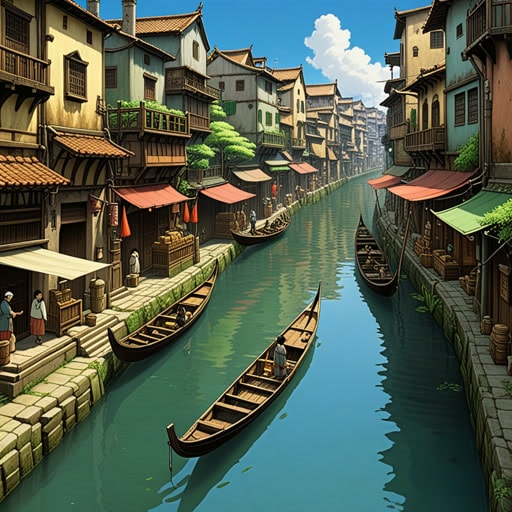 在古代城市中,水路是贸易的生命线。来自远方的商人会驾驶他们的船只通过错综复杂的运河网络。一天,一位名叫阿里的年轻商人发现了一条隐藏的水路捷径,这大大缩短了他的旅行时间并增加了他的利润。
