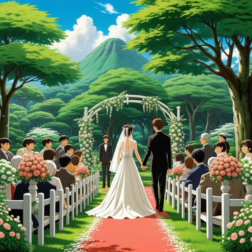 从前,有一对深爱的情侣。他们决定在一个美丽的花园里举行婚礼,周围是他们最亲近的朋友和家人。仪式虽然简单,但充满了爱,每个人都能感受到两人之间的喜悦和承诺。在说完‘我愿意’之后,他们正式结为夫妻,开始了共同的人生旅程。