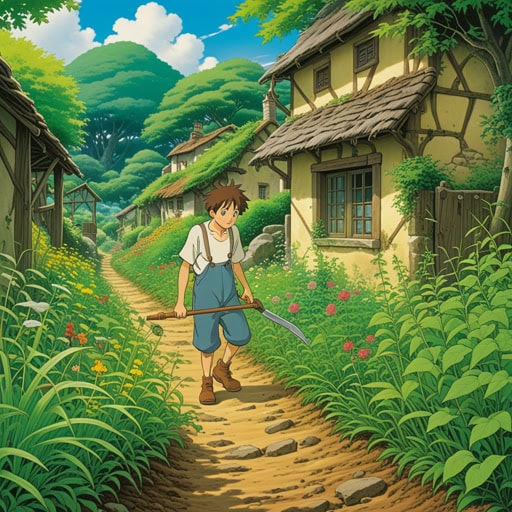 在一个小村庄里,有一个无人照料的杂草丛生的花园。一天,一个年轻人决定清理它。当他拔除杂草时,他发现了一个埋藏的宝藏。这个杂草丛生的花园变成了一个美丽的地方,这个年轻人因为他的辛勤工作和发现而闻名。