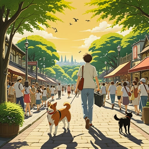 从前,在一个繁忙的城市里,有一个名叫杰克的人,他喜欢同时做几件事。一个阳光明媚的下午,他在公园遛狗的同时,注意到了一张关于免费音乐会的传单。他决定去参加音乐会,同时继续照顾他的狗。这样,他一边享受音乐,一边让他的狗在附近玩耍。
