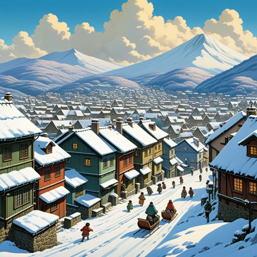 在弗罗斯特维尔这个小镇,寒冷的冬季带来了一层雪,覆盖了街道和屋顶。孩子们喜欢寒冷的天气,因为这意味着可以打雪仗和在山坡上滑雪。在一个特别寒冷的日子,一个神秘的访客到来,裹着一件厚厚的冬衣。他带来了一个关于冰冻地面下埋藏的宝藏的故事,促使镇上的人们在寻找隐藏财富的过程中勇敢地面对寒冷的条件。